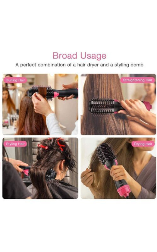 Eлектрическа четка за коса One Step Dryer, С горещ въздух, 3 в 1, Изсушаване, Четка, Маша, Мощност 1000 W, Йонна технология, 3 степени на скорост, Розов Eлектрическа четка за коса One Step Dryer, С горещ въздух, 3 в 1, Изсушаване, Четка, Маша, Мощност 1000 W, Йонна технология, 3 степени на скорост, Розов
